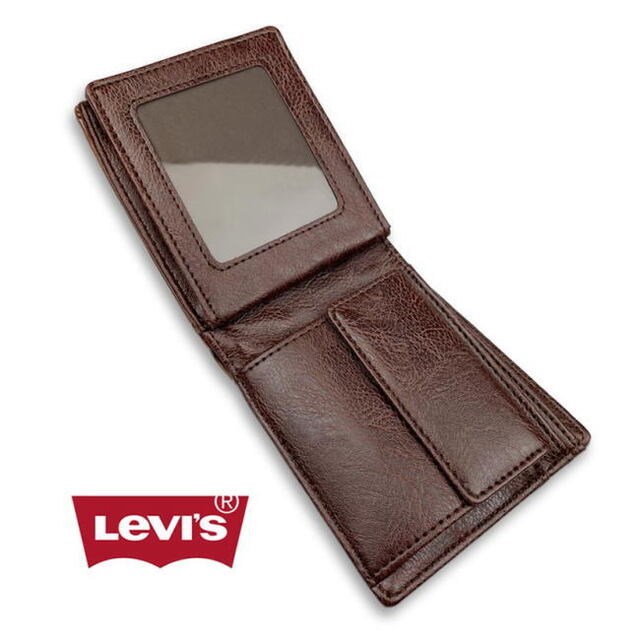 Levi's(リーバイス)のブラック 黒 Levis リーバイス ラベルパッチ エコレザー 折財布 メンズのファッション小物(折り財布)の商品写真