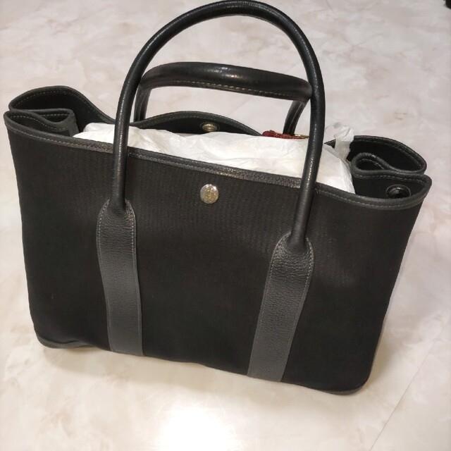 HERMES エルメス 美品トワルオフィシエ ガーデンパーティー黒 PM