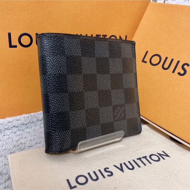 LOUIS VUITTON(ルイヴィトン)の【美品】 ルイヴィトン ポルトフォイユ マルコ ダミエ グラフィット 折り財布 メンズのファッション小物(折り財布)の商品写真