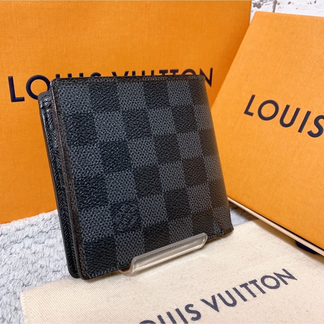 美品】 ルイヴィトン ポルトフォイユ マルコ ダミエ グラフィット 折り