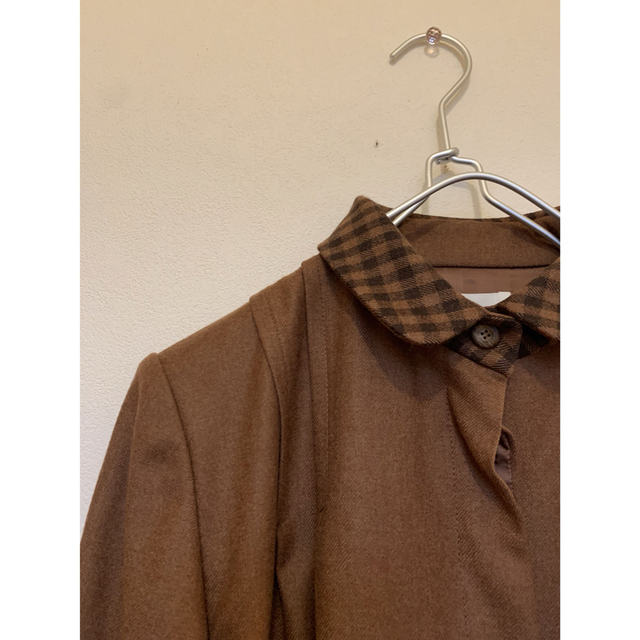 Grimoire(グリモワール)のused ブラウン×チェック柄 レトロコート vintageコート レディースのジャケット/アウター(その他)の商品写真