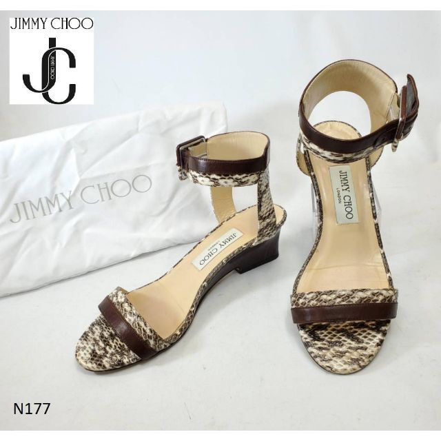 美品 JIMMYCHOO アンクル ジミーチュウ サンダル パイソン 37 | www