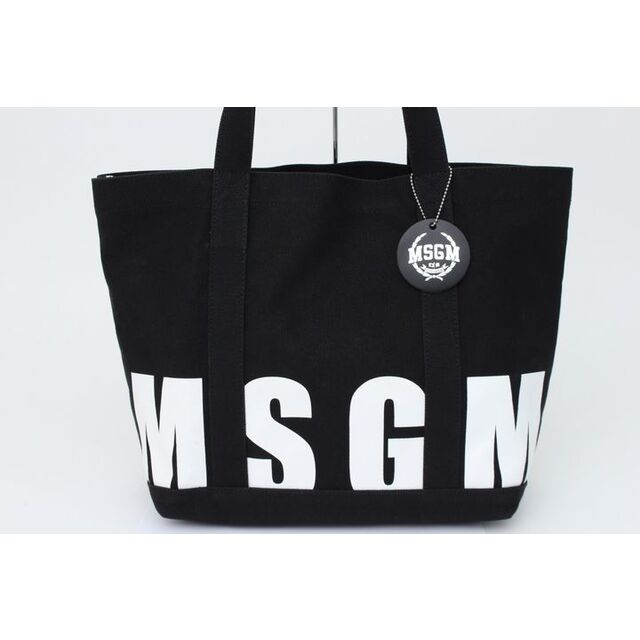 エムエスジーエム トートバッグ キャンバス ロゴ チャーム付 ブランド 鞄 大容量 黒 メンズ ブラック MSGMトートバッグ