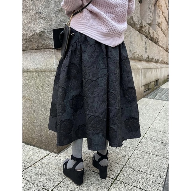 HYEON dreamy jacquard skirt ジャガード スカート 黒の通販 by momo's