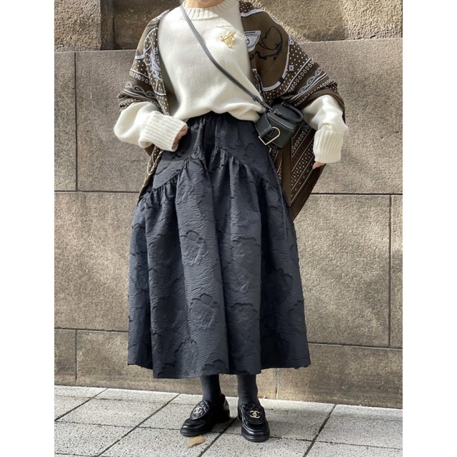 HYEON dreamy jacquard skirt ジャガード スカート 黒の通販 by momo's