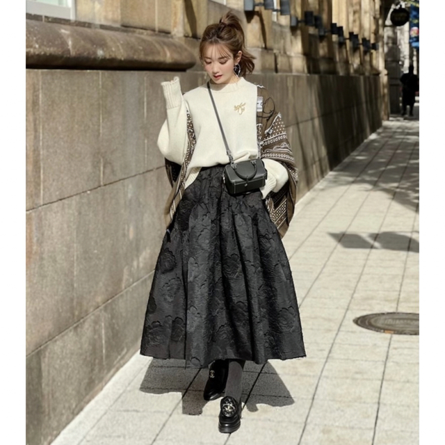 HYEONヘヨン jacquard skirt / black