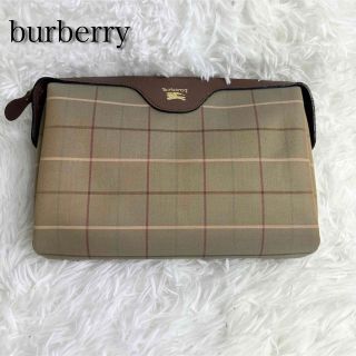 バーバリー(BURBERRY)のBurberry バーバリー　チェック柄　クラッチバック　希少　極美品　レザー(セカンドバッグ/クラッチバッグ)