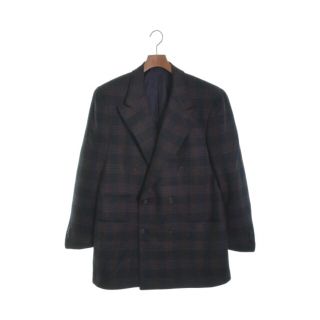 キトン(KITON)のKiton テーラードジャケット 50(XL位) 紺x茶(グレンチェック) 【古着】【中古】(テーラードジャケット)