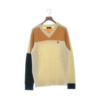 FRED PERRY ニット・セーター S アイボリーxオレンジx黒 - www