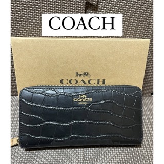コーチ(COACH) クロコダイル 財布(レディース)（ブラック/黒色系）の 