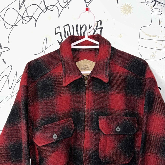 90s WOOLRICH バッファローチェック ヴィンテージ ウールシャツボアジャケット