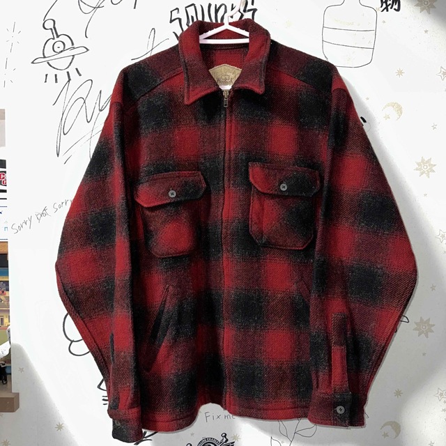 90s WOOLRICH バッファローチェック ヴィンテージ ウールシャツボアジャケット