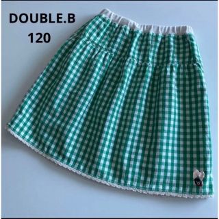 ダブルビー(DOUBLE.B)の2点専用！ミキハウス　ダブルビー 緑　チェック　スカート　くま　120 春　夏　(スカート)