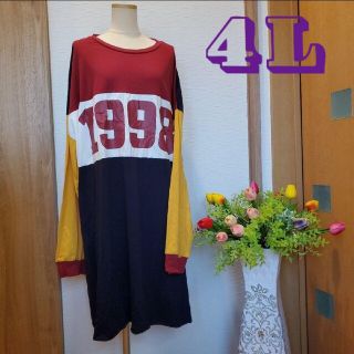 No.422❤️【春】グラフィックカラーチュニック長袖Tシャツ『4L』(チュニック)