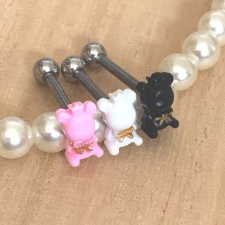 ティアラ×ベア🧸👑3Color🤍20g・16g・14g トラガス軟骨コンク舌ピ(ピアス)