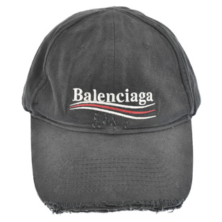 Balenciaga - BALENCIAGA バレンシアガ 21AW Destroyed Political Campaign Logo Cap ダメージ加工 デストロイポリティカルキャンペーンロゴキャップ ブラック 661884 410B2