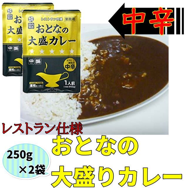 おとなの大盛カレー レストラン仕様 中辛 250g×2袋 レトルトカレーno.2