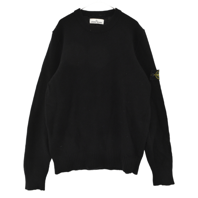 STONE ISLAND ストーンアイランド Crewneck Knit Sweater ロゴパッチ付クルーネックニットセーター ブラック 671550AA3