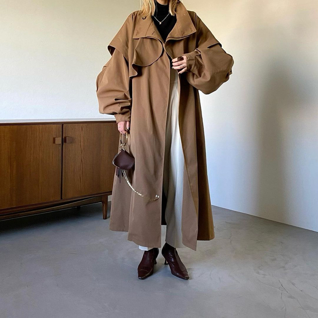 cft.stand collar 3way over long CO モカ - ロングコート