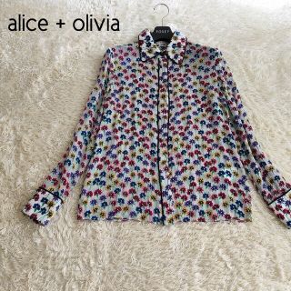 2個以上購入で送料無料 alice+olivia フラワー柄シアーシャツ シルク混