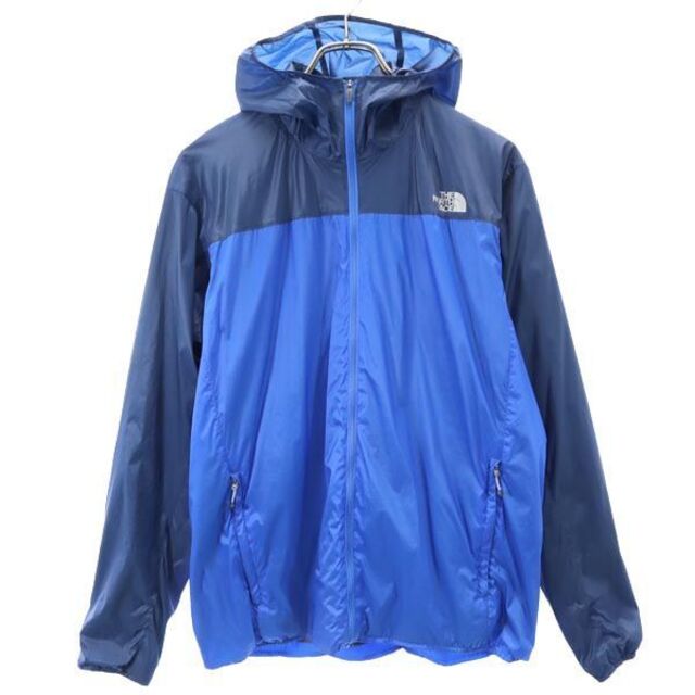 ノースフェイス フード付き ナイロンジャケット L 青×紺 THE NORTH FACE NP71355 アウトドア コンパクト ウィンドシェル メンズ   【230310】67cm身幅