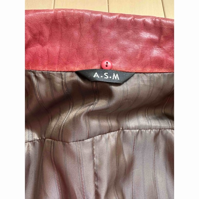 A.S.M ATELIER SAB MEN(エイエスエム)のA.S.R アトリエサブメン　レザージャケット　赤　レッド　ライダース メンズのジャケット/アウター(レザージャケット)の商品写真