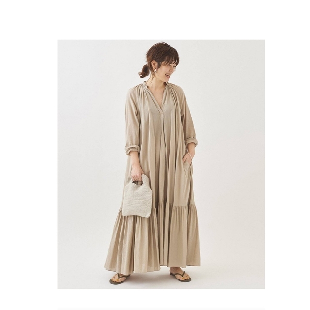 Plage ローンボリュームフレアワンピース ベージュ 36サイズ 2022s