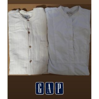 ギャップ(GAP)のGAP ノーカラーシャツ2点セット レディース メンズ ペアルック まとめ売り(シャツ/ブラウス(長袖/七分))