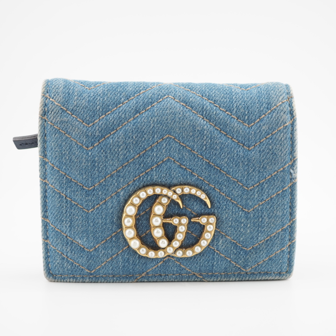 グッチ GUCCI 二つ折り財布 GGマーモント 466492 ブルー pn-sampit.go.id