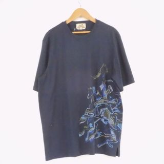 エルメス(Hermes)の美品 HERMES エルメス 半袖Tシャツ 1点 ネイビー M コットン100％ メンズ AY3421A51 (Tシャツ(半袖/袖なし))