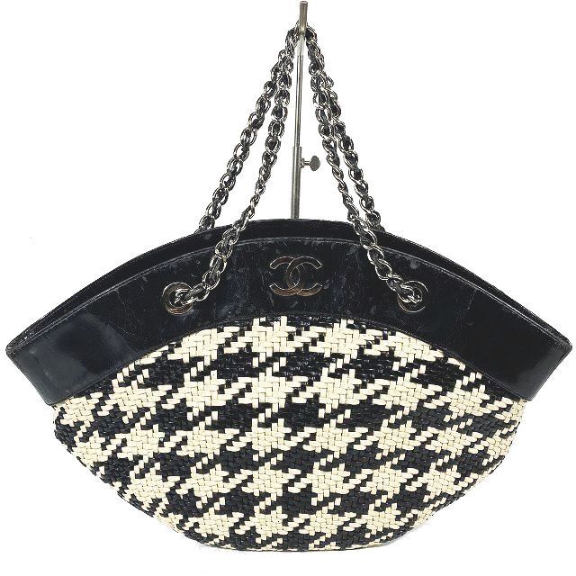 CHANEL - シャネル CHANEL 千鳥格子 チェーンショルダー トートバッグ