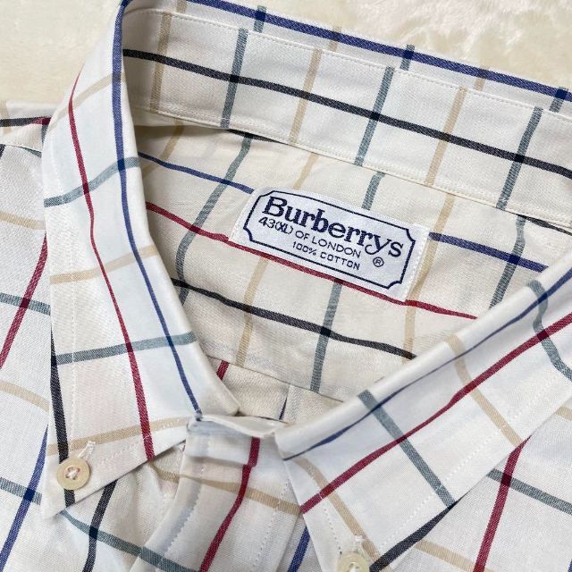 BURBERRY(バーバリー)の90's Burberrys XLサイズ　半袖　シャツ　チェック　ホワイト メンズのトップス(シャツ)の商品写真