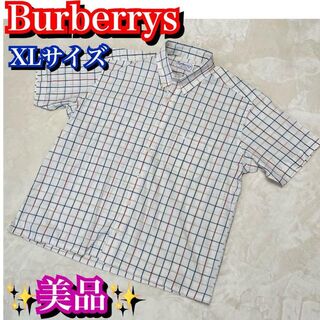 バーバリー(BURBERRY)の90's Burberrys XLサイズ　半袖　シャツ　チェック　ホワイト(シャツ)