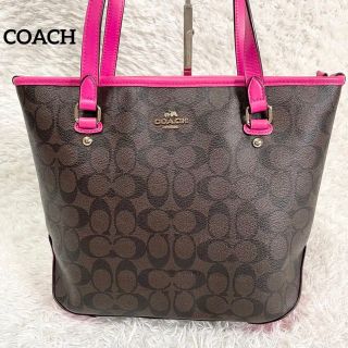 COACH - COACH コーチ トートバッグ ハンドバッグ ジャガード レザー