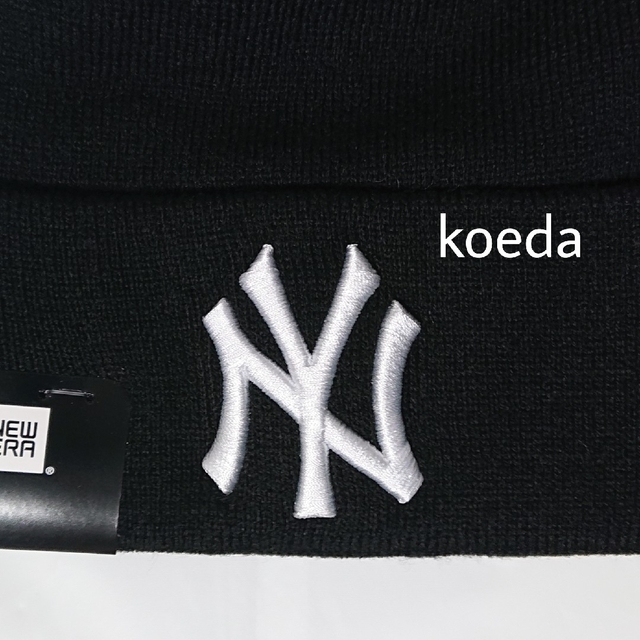 NEW ERA(ニューエラー)のニューエラ 正規品 NY ヤンキース ニット帽 男女兼用 黒 ブラック 白 4 メンズの帽子(ニット帽/ビーニー)の商品写真