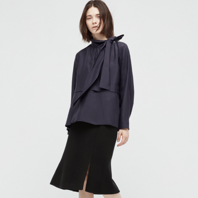 UNIQLO(ユニクロ)のシルクボウタイブラウス（長袖）+J ユニクロ レディースのトップス(シャツ/ブラウス(長袖/七分))の商品写真