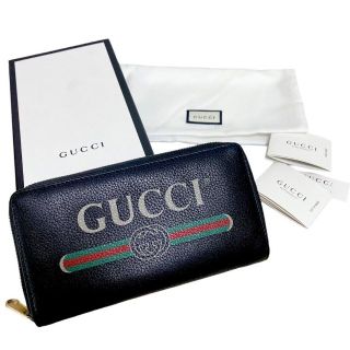 グッチ(Gucci)のGUCCI グッチ シェリーライン ロゴプリント ラウンドファスナー長財布(長財布)