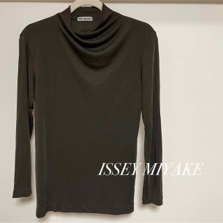 イッセイミヤケ(ISSEY MIYAKE)のISSEY MIYAKE カットソー　ハイネック　ブラウン(カットソー(長袖/七分))