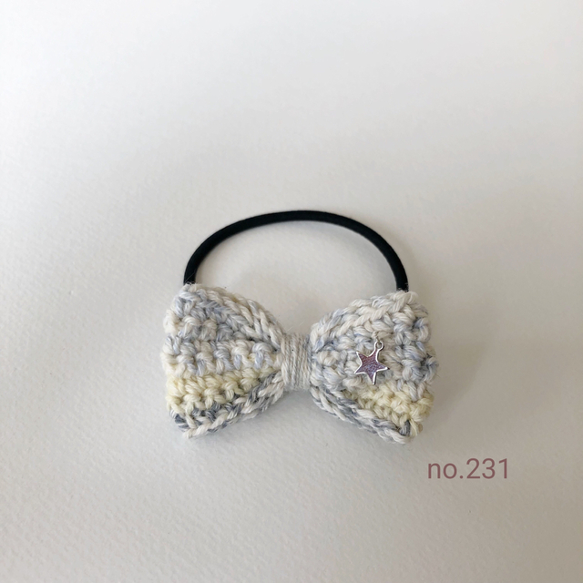 星付★ナチュラルコットンのミニリボンno.231 ハンドメイドのアクセサリー(ヘアアクセサリー)の商品写真