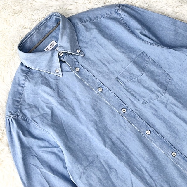 極上の逸品 美品】ブルネロクチネリ 長袖シャツ 青 M デニム