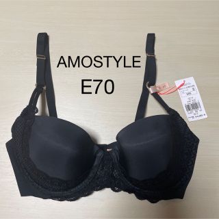 アモスタイル(AMO'S STYLE)のアモスタイル トリンプ E70 夢みるブラ　スムースアンドレース　ブラック ㉟(ブラ)