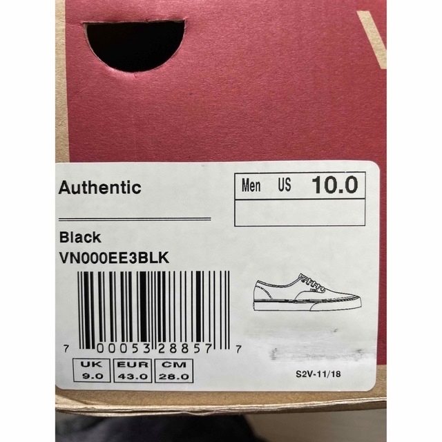 VANS(ヴァンズ)のVANS Authentic Black バンズ オーセンティック 黒US10 メンズの靴/シューズ(スニーカー)の商品写真