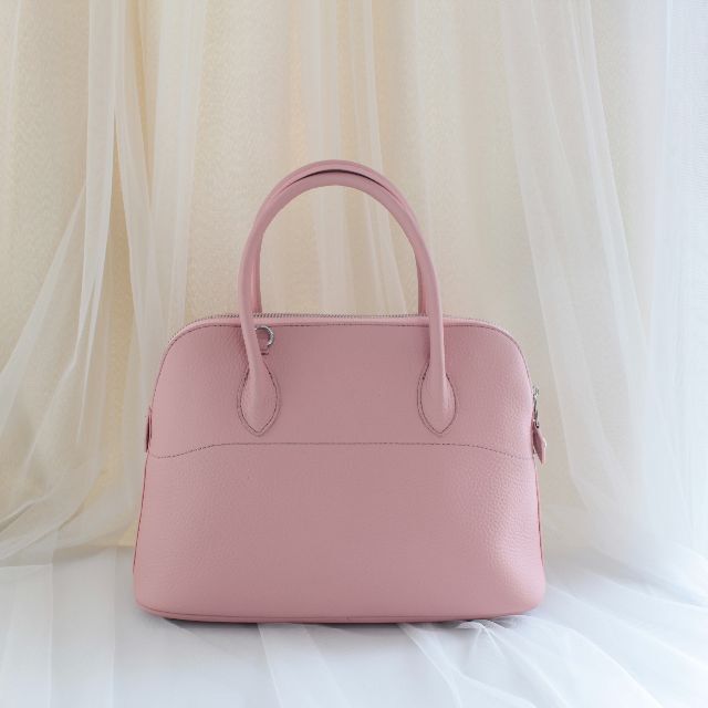 牛本革　2way ハンドバッグ　リボンスカーフ　付き　ピンク レディースのバッグ(ハンドバッグ)の商品写真
