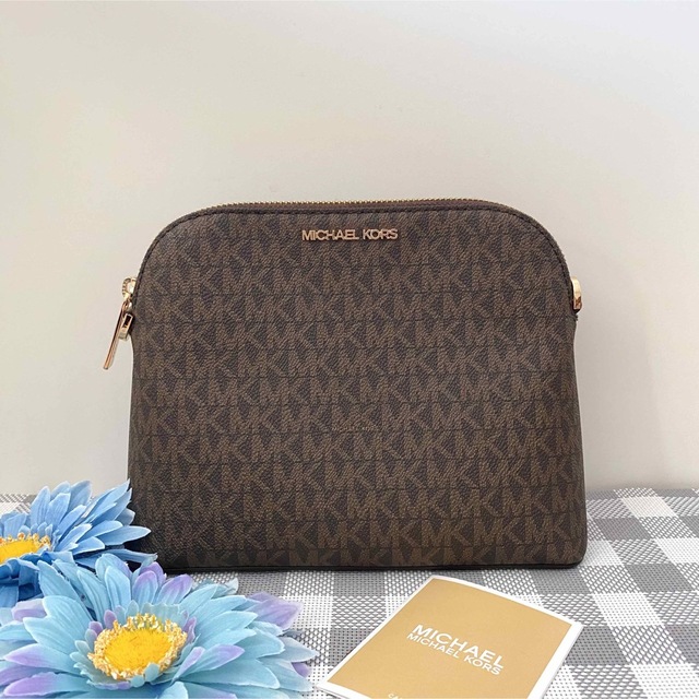 新品☆MICHAEL KORS ブラウン シグネチャー レザー ショルダーバッグ