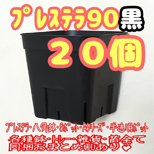 【スリット鉢】プレステラ90黒20個 多肉植物 プラ鉢 ハンドメイドのフラワー/ガーデン(プランター)の商品写真