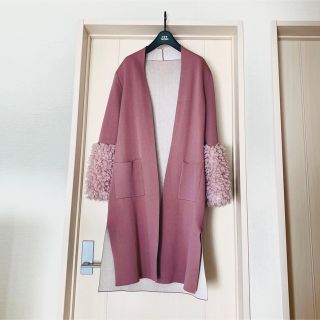 ラウンジドレス(Loungedress)の【Loungedress】くすみピンク❤︎異素材コンビカーディガン(カーディガン)