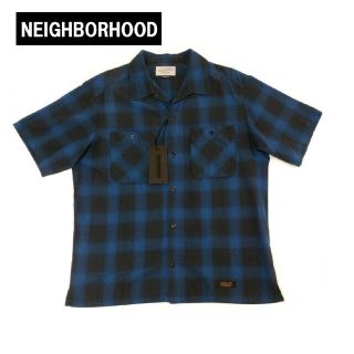 ネイバーフッド(NEIGHBORHOOD)のキムタク着 HERO ネイバーフッド 半袖 チェックシャツ ブルーXL タグ袋付(シャツ)