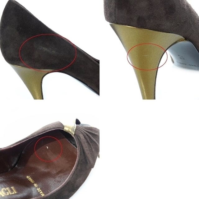 ブルーノマリ パンプス オープントゥ スエード ピンヒール 33.5 茶 レディースの靴/シューズ(ハイヒール/パンプス)の商品写真