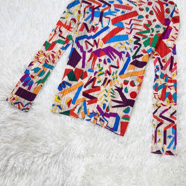 希少デザイン♡極美品♡PLEATS PLEASE プリーツプリーズ 総柄 シャツ-