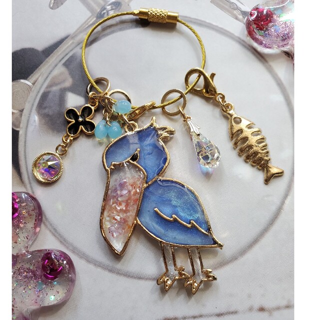 ハシビロコウのバッグチャーム レジン